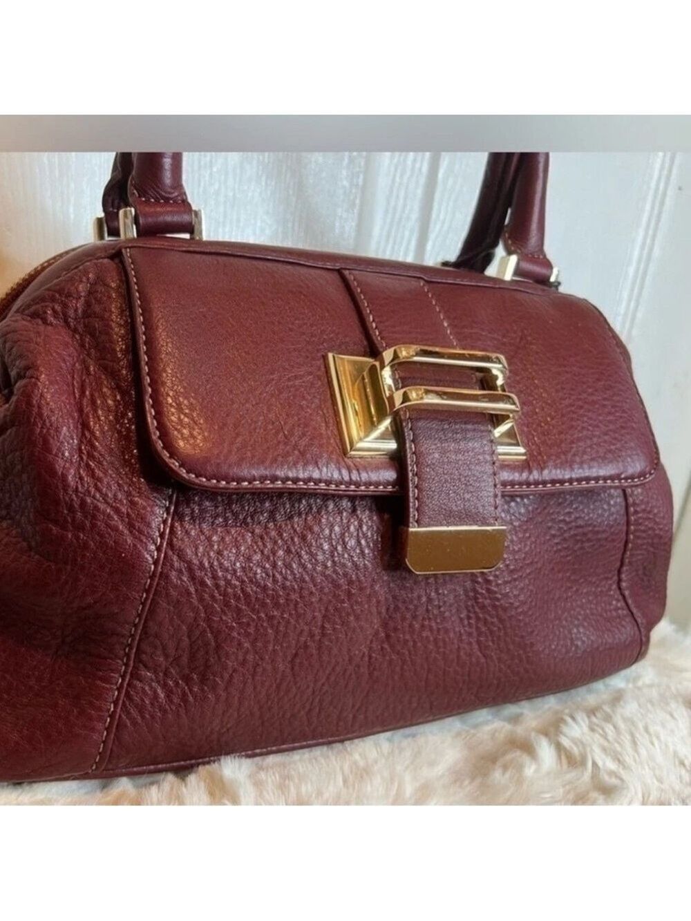 LIZ CLAIBORNE PEBBLED LEATHER SATCHEL
